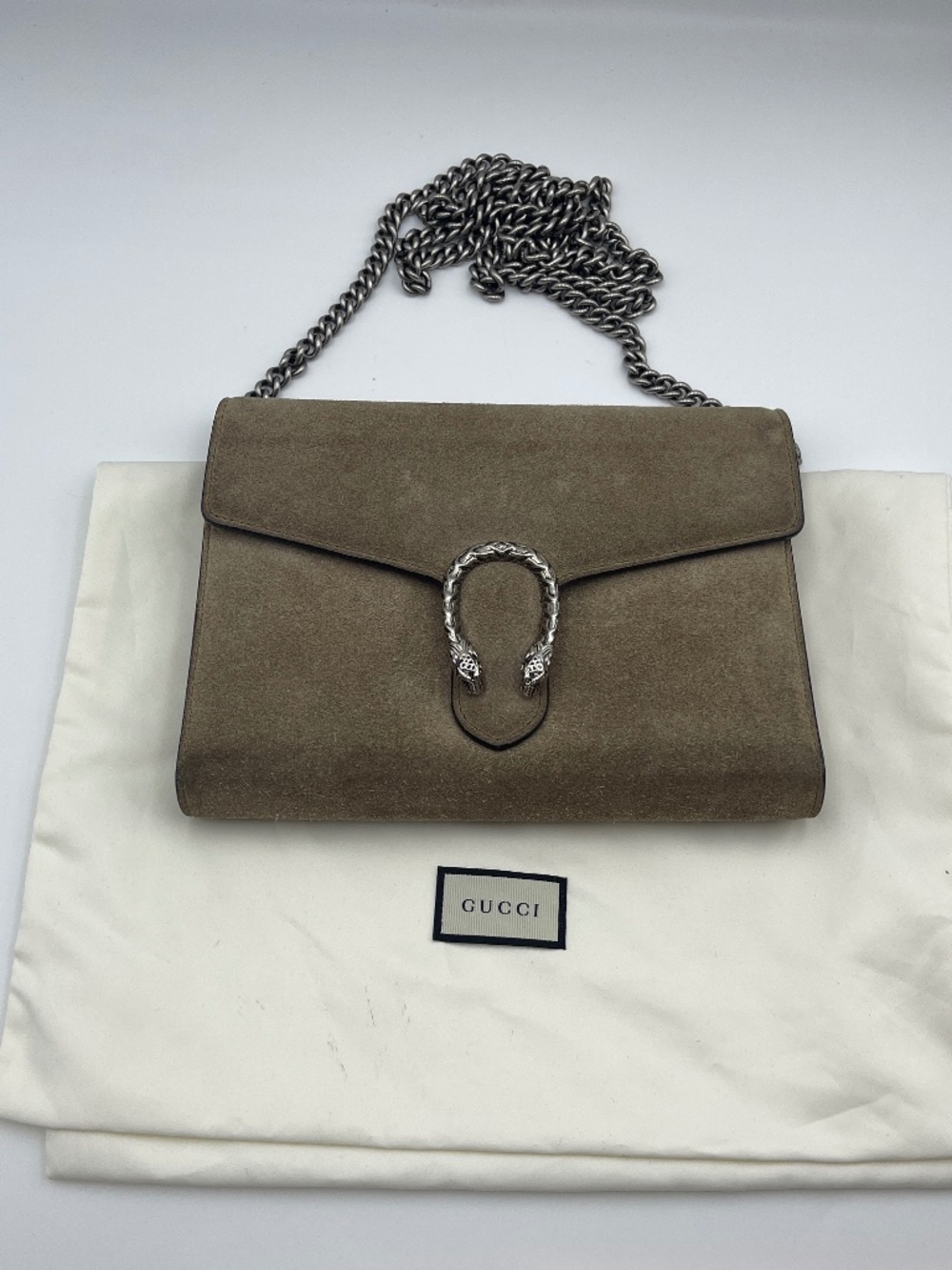 Gucci GG Chain Brown Dionysus Suede Leather Shoulder Crossbody Bag w/dust bag